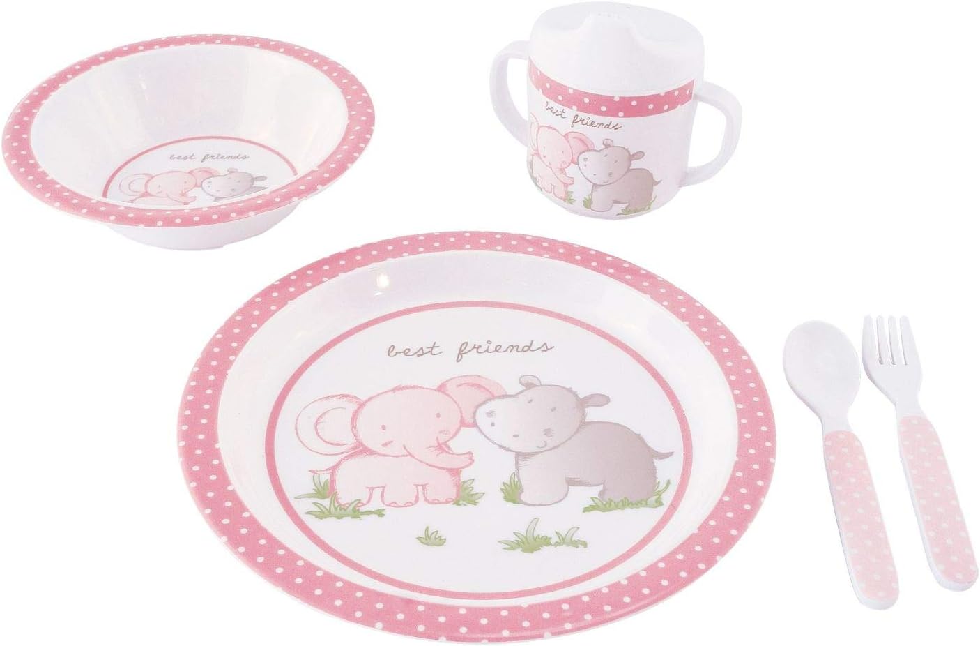 Bieco Baby Dinner Set including Animal Design, Rosa, 5 Stück (1er Pack)