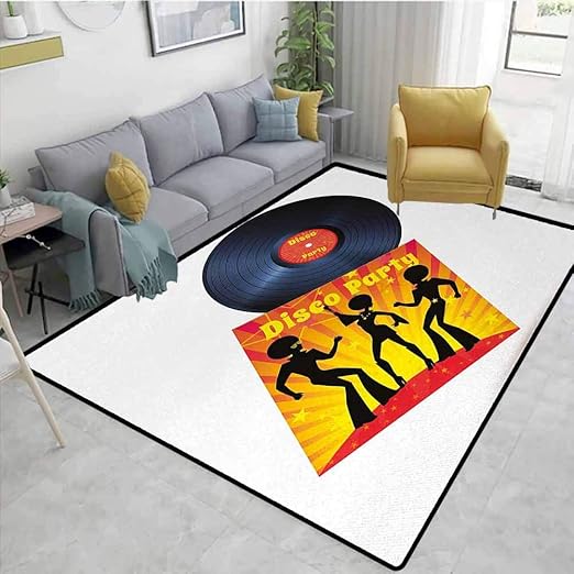 Amazon Com 70s Party Area Floor Rugs Vinyl Record Cover With