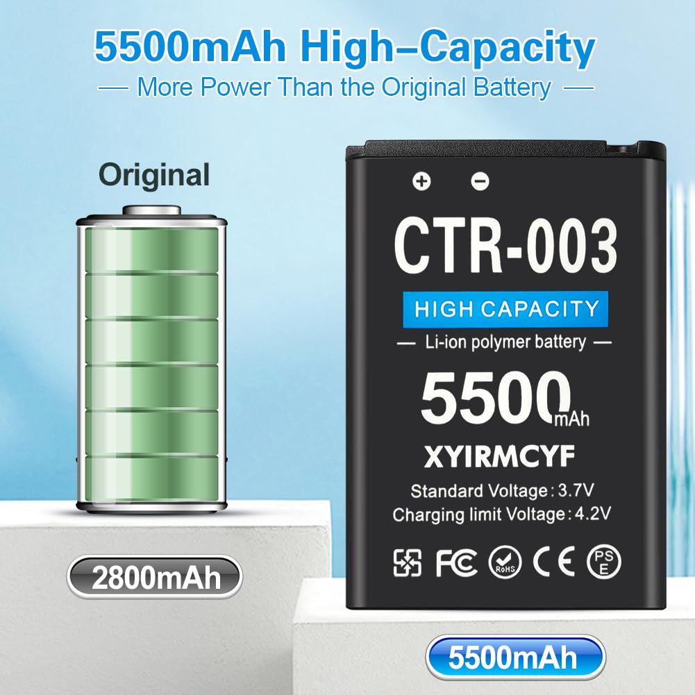 5500mAh CTR-003 CTR003 Battery, (2024 New Upgrade) High Capacity Battery Compatible with CTR-003 Nintendo 3DS 2DS-with Tool kit