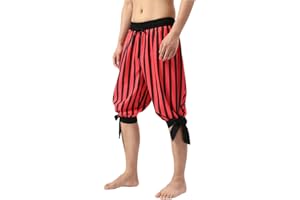 JIEFULL Men's Pirate Shorts- Renaissance Costume Trousers- Medieval Retro Pants -Viking Shorts