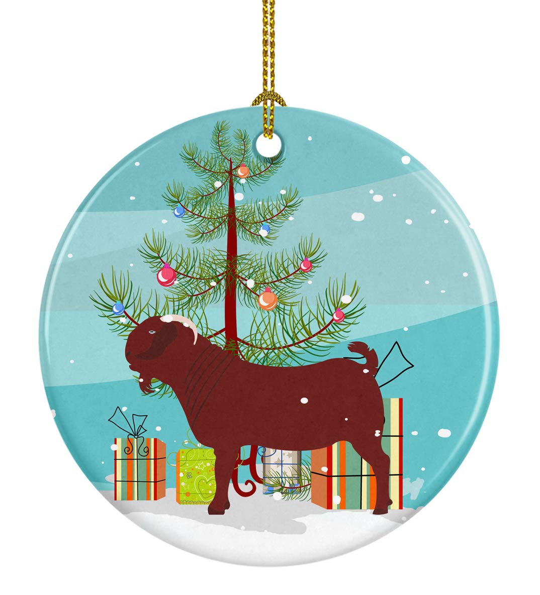 Caroline's Treasures Kalahari Red Goat Christmas Ceramic Ornament, 3 inch, Multicolor