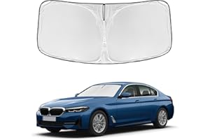 ZOIBV for BMW 5 Series 2017-2025 Windshield Sun Shade - 4 Layers Car Sunshades for Front Windows Shade Cover Custom Fit 5 Series Sun Visor 240T Retractable Shade Blocks UV Rays Car Accessories
