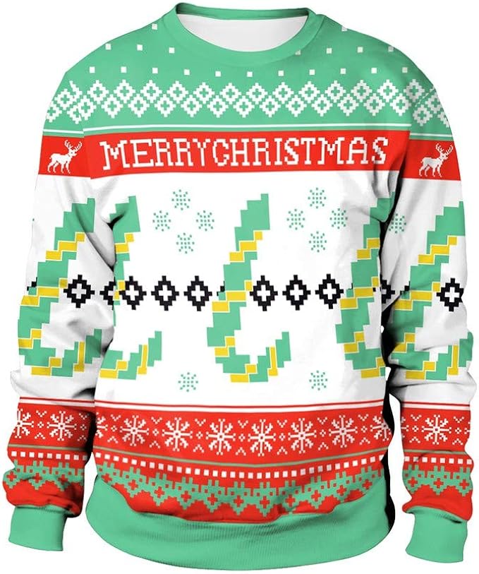 Unisex Ugly Christmas Sweater 3D Printed Funny Graphic Funny Christmas Sweaters Amazon