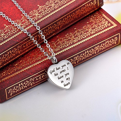 Cremation Ashes Necklace "God Has You in His Arms I Have You in my Heart" Keepsake Memorial Pendant (God Has You in His Arms I Have You in my Heart) (God Has You in His Arms I Have You in my Heart) - Thumbnail 7