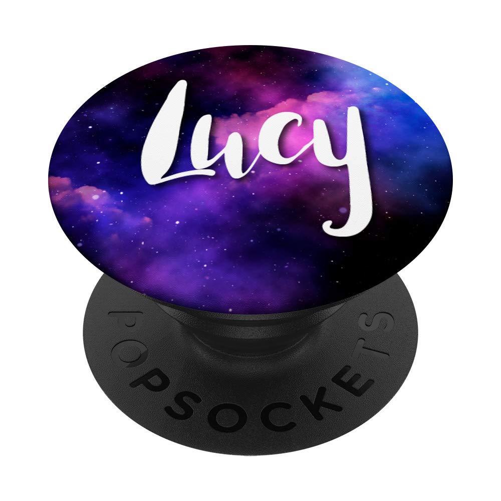 Lucy - Blue Purple Galaxy Personalized Girls Name PopSockets Grip and Stand for Phones and Tablets