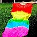 Belly Dance Fan Hand Made Long Veil Silk Bamboo Chinese Dancing Fan for Party Stage Performance Gradient Flame Rainbow Color 1 Pack 1.8m/5.9FT