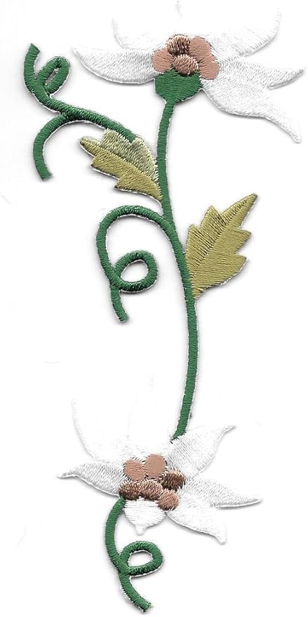 Amazon Com Embroidered Patch Patches For Women Man Patch White Edelweiss Vine Flower Kitchen Dining