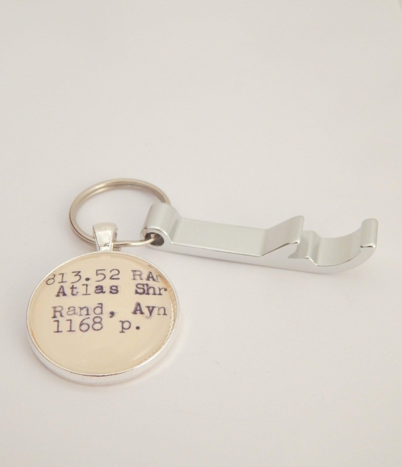 Ayn Rand Atlas Shrugged bottle opener keychain