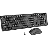 Hofotek Silent Wireless Keyboard and Mouse Combo, 90% Less Noise, Full Size Numpad, Ultra Slim, Quiet & Soft Touch, Cordless Adjustable DPI Click Mice for Computer Laptop PC Office Desk Accessories
