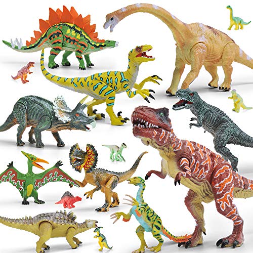 Gizmovine 20 Piece Dinosaur Toys For 3 Year Olds & Up, 5" To 9" Movable