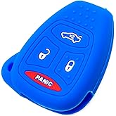 EYANBIS Silicone Key Fob Cover Fit for Chrysler 200 300 PT Cruiser Dodge Charger Magnum Durango Jeep Grand Cherokee Commander Liberty | Car Accessories | Remote Key Protection Case - Blue