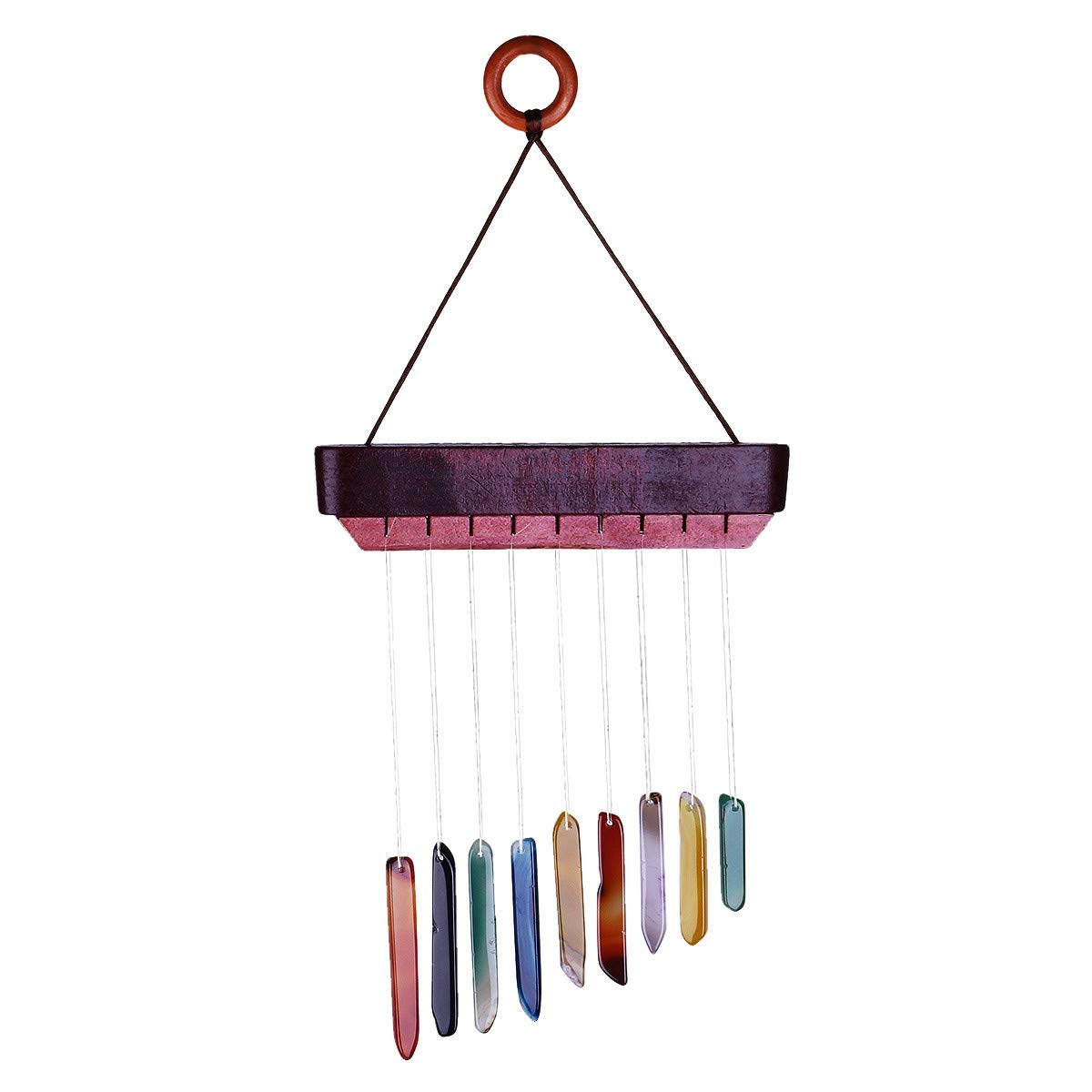 mookaitedecor Mixed Colour Agate Slice Crystal Wind Chime for Bedroom Porch Window Indoor Outdoor Decor, Healing Crystal Wall Art Hanging Ornament Reiki Wind Chime Gift Good Luck Colourful Room Decor