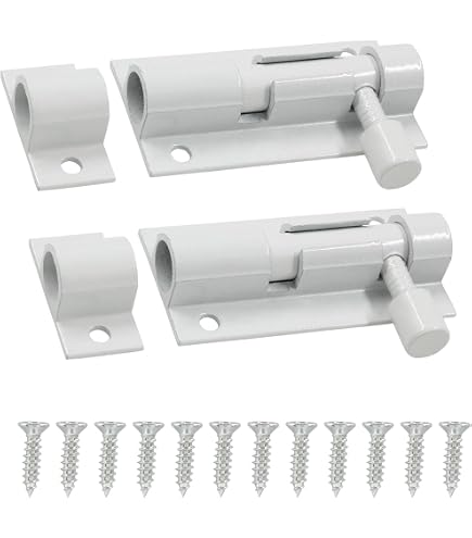 Biaungdo 6-Pack Slide Bolt Latch Lock – 2 Inch, Aluminum Alloy, For Doors, Gates & Cabinets – Includes Screws & Screwdriver (White) - View #3
