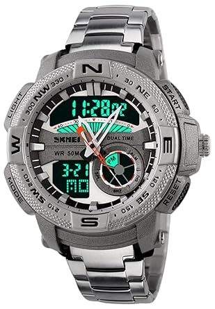 Skmei Analog-Digital Black Dial Mens Watch - 1121-SilverGrey