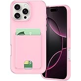 Petocase for iPhone 16 Pro Wallet Case Card Holder Slot Slim Fit Flexible TPU Gel Rubber Soft Skin Silicone Protective Phone Case Cover for Apple iPhone 16 Pro 6.3 inch Pink