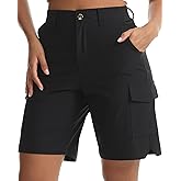 Yoglegins Women's Lightweight Hiking Cargo Shorts for Running Athletic Camping Travel Golf - Water Resistant with 5 Pockets