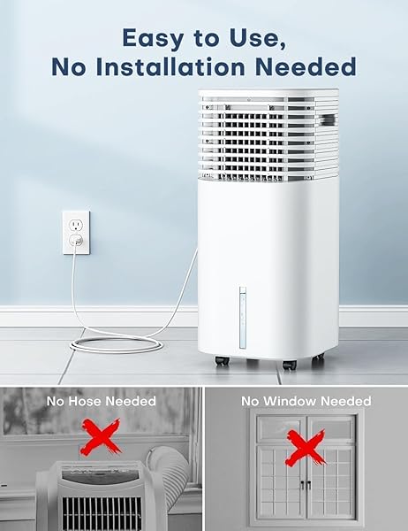 CENSTECH WINDOWLESS AIR CONDITIONER, SWAMP COOLER WITH 4 MODES & 3 SPEEDS, 15H TIMER FOR SMART AUTO-OFF, 2-GAL TANK FOR 20H COOLING, REMOTE, 120° OSCILLATING PORTABLE AIR CONDITIONERS NO HOSE NEEDED