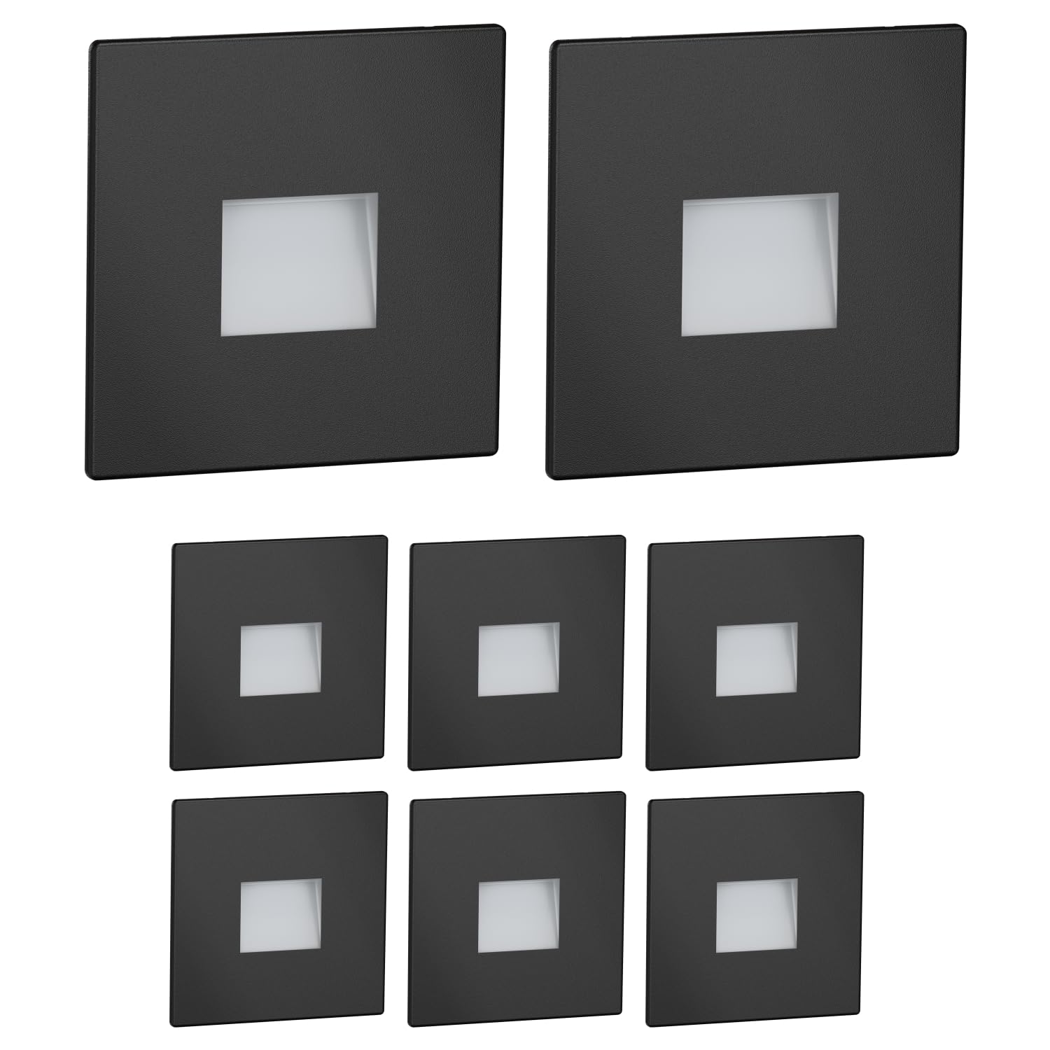 ledscom.de 8 LED Staircase Light/recessed wall Light FOW for Indoors and Outdoors, Downlight, Angular, Black, 85 x 85mm, Warm White — image 1