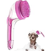 Pet Bath Brush,Dog Shampoo Brush Bubble Maker,New 2 in 1 Dog Bath Brush with Built-in Shampoo Dispenser,Bathing Dog Grooming Massage Brush for Showering Long and Short Haired Dogs and Cats(pink)