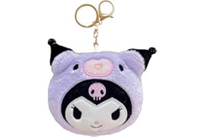 CYNCOY Kawaii Coin Bag, Soft Animals Coin Purse with Zipper, Cute Anime Mini Plush KeyChain Wallet for Crossbag Shoulder Bag Handbag Car Pendants (Kuro)