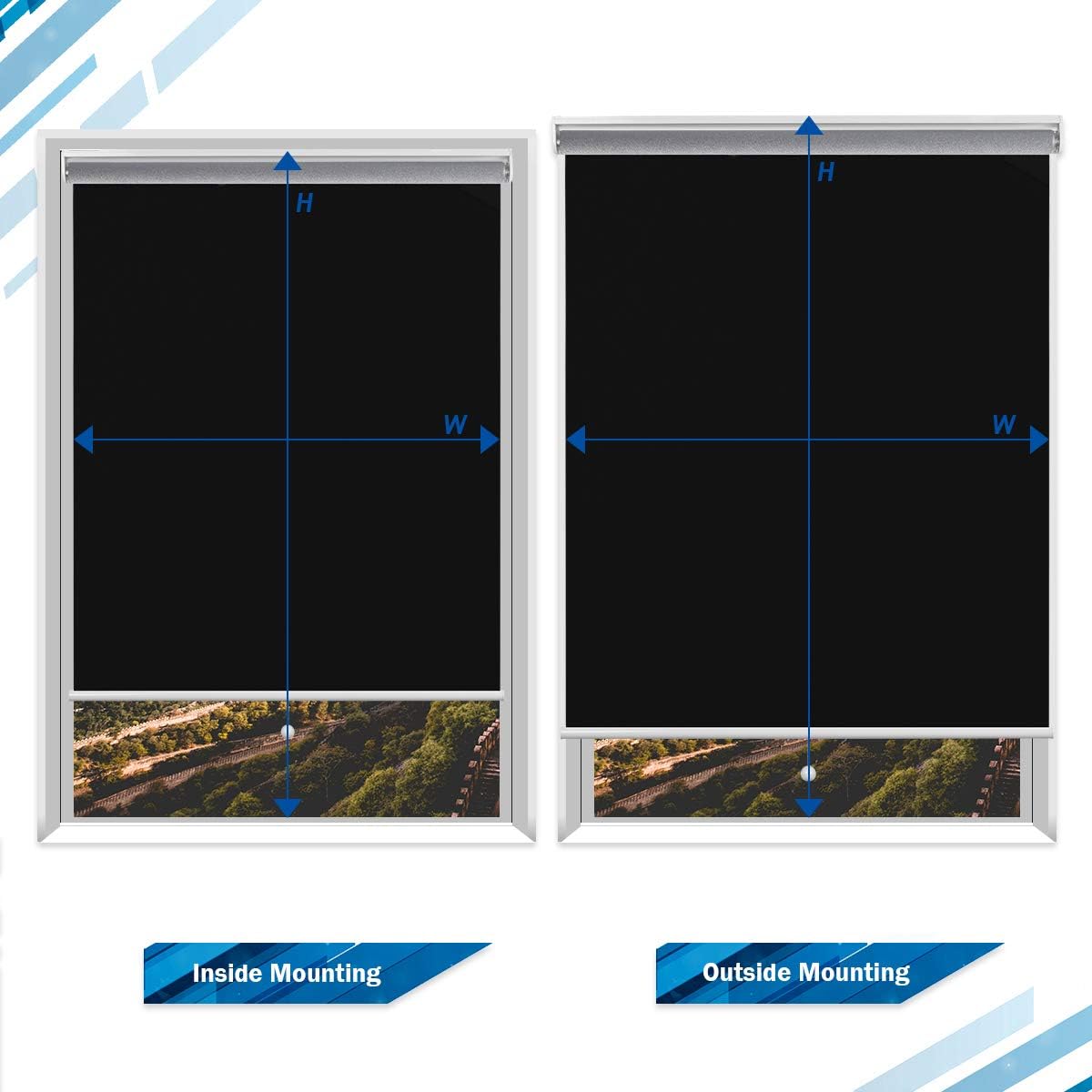 Window Shades for Home, Blackout Shades Cordless Blinds for Bedroom, Window Shade Roller Shades for Windows, Black, 23"(W) x 72"(H) Window Coverings Shades Room Darkening Blinds: Home & Kitchen