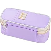 Dugio Big Pencil Case Large Capacity Pencil Bag with Zipper Pencil Pouch for Girls Boys Kids Adults Stationery Pencil Pen Case Organizer for School Office Purple
