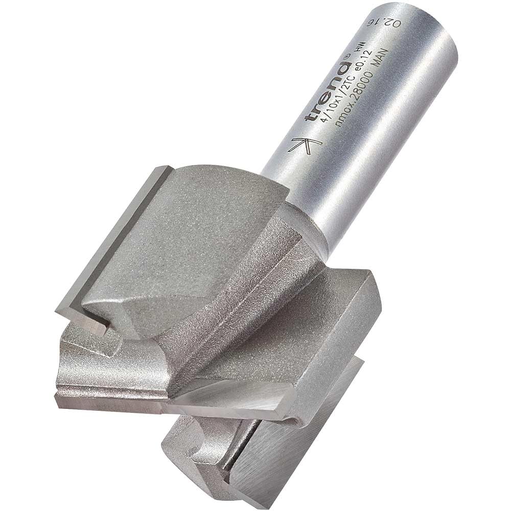 Trend Professional Straight Two Flute Router Cutter, 1/2 Inch Shank, 35mm Cut Diameter & 25mm Cut Length, Tungsten Carbide Tipped, 4/10X1/2TC