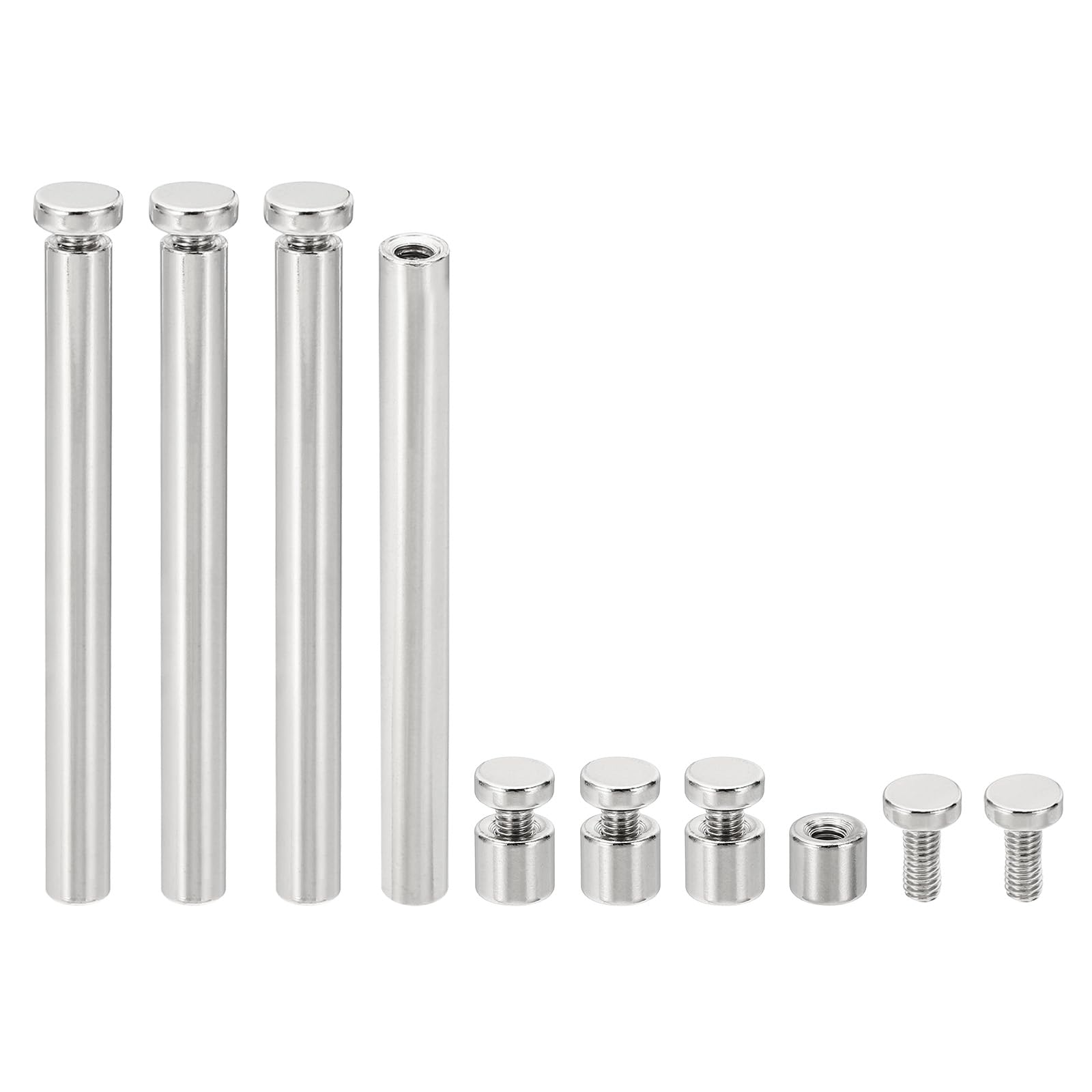 PATIKIL 1/4 x 2.52 inch Sign Standoff Screws, 4 Set Stainless Steel Wall Standoff Mounting Hardware Advertising Glass Nail for Hanging Acrylic Picture Frame Acrylic Panel, Silver