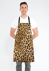 Wasach Leopard Print Apron Adjustable Neck Bib for Men Women Kitchen Cooking view 3