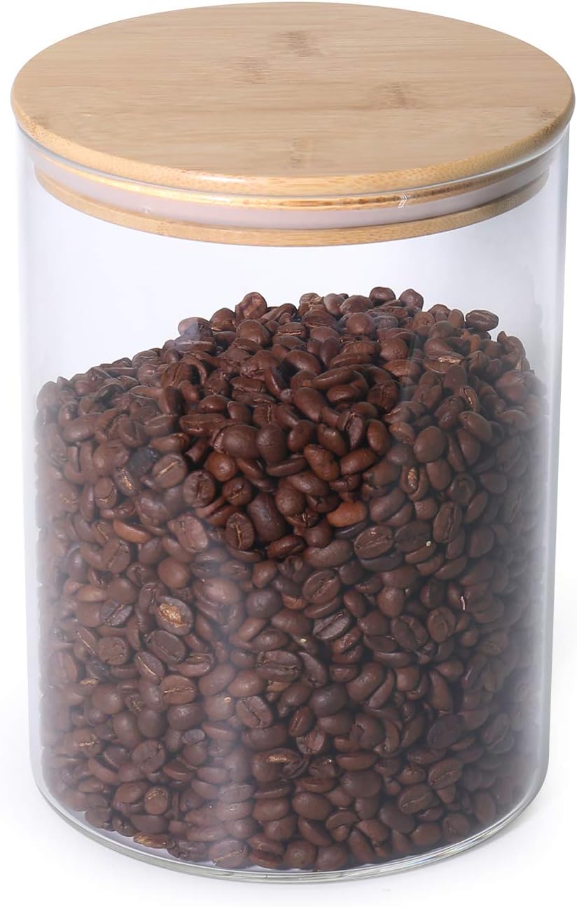 77L Food Storage Jar with Wooden Lid, 103 FL OZ (3050 ML) Airtight Seal Glass Coffee Bean Container, Clear Food Storage Canister Serving for Coffee, Tea, Sugar and More