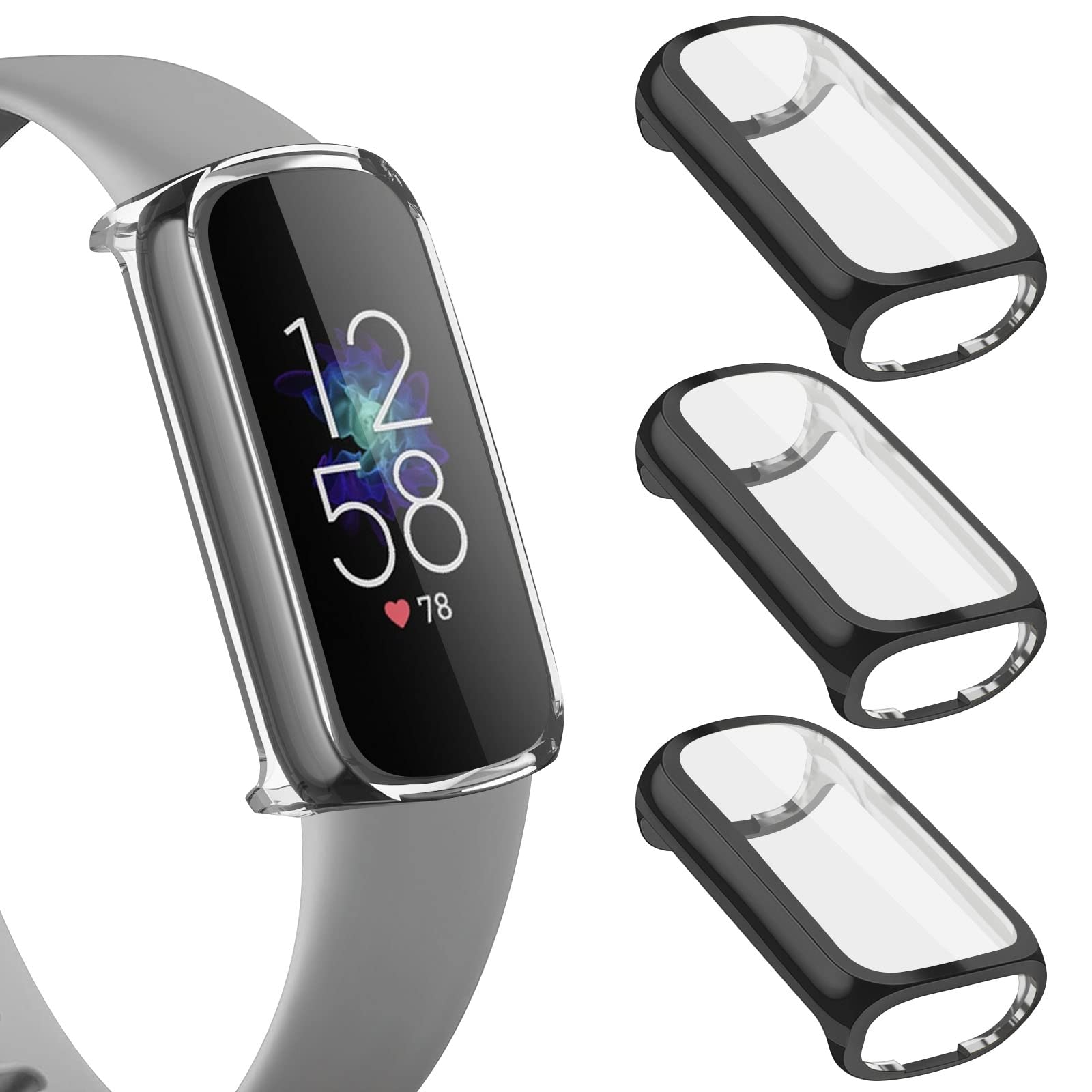 Wanme Screen Protector compatible with Fitbit Luxe, HD Clear TPU All-Around Coverage Protective Case, Scratch-proof Anti-collision Screen Protector compatible with Fitbit Luxe(Pack A)
