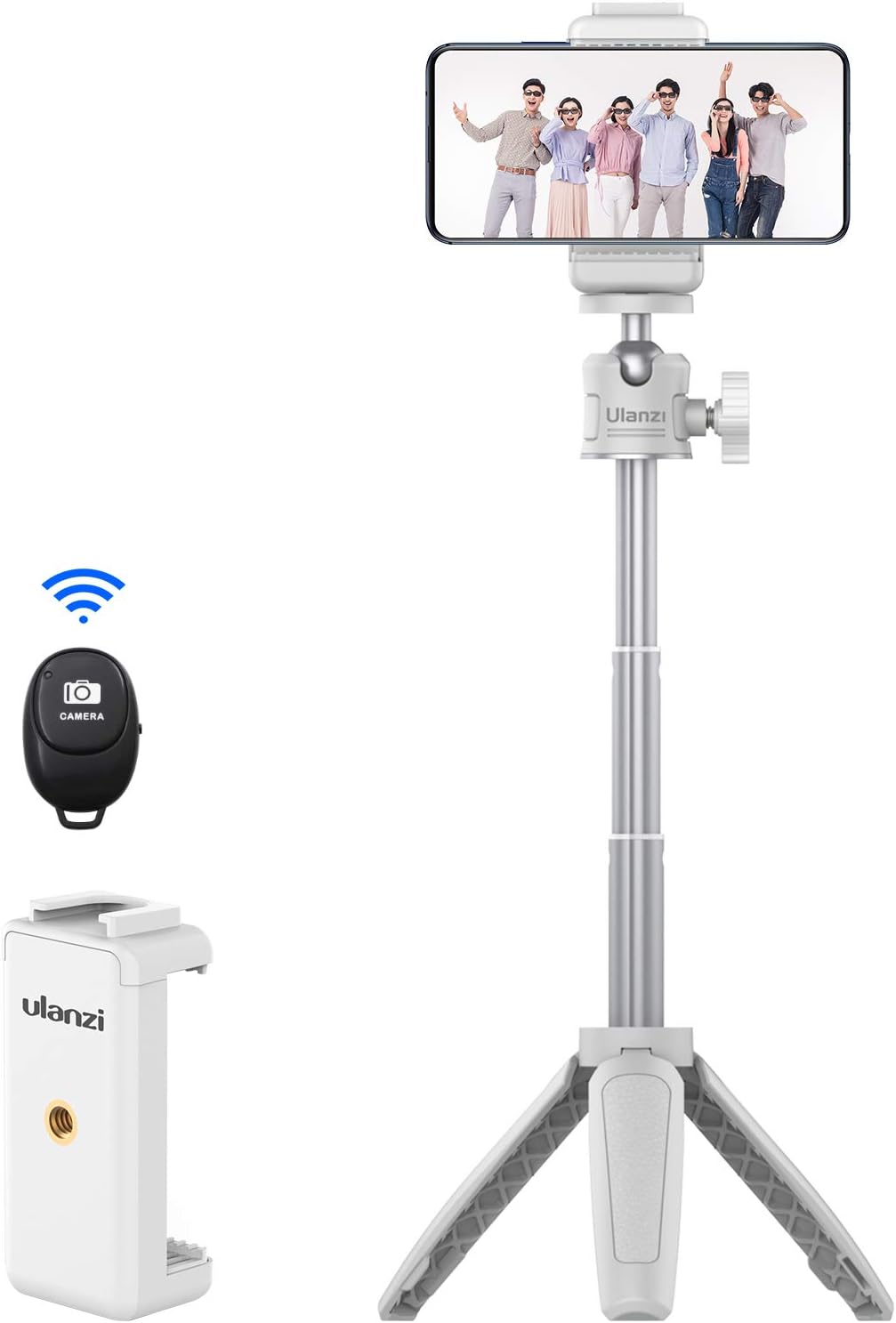 Phone Tripod Stand with Remote, Mini Selfie Tripod+Universal Phone Holder w Cold Shoe Portable Compact Camera Smartphone Handle Grip Compatible for iPhone Android Gopro DSLR Sony Canon: Camera & Photo