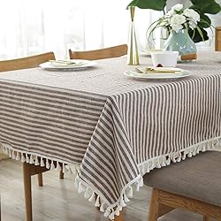 meioro Tablecloth Striped Fringe Table Cloth