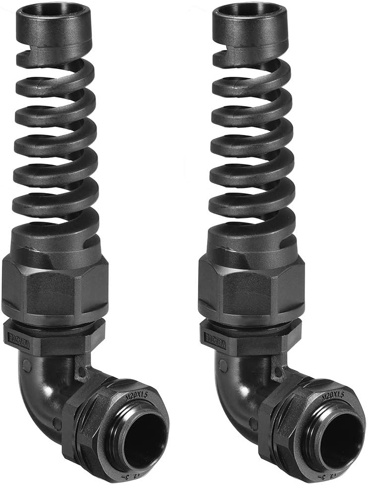 sourcing map M20 Cable Gland 90 Degree Waterproof IP68 Nylon Joint Adjustable Locknut with Strain Relief for 9mm-14mm Dia Cable Wire