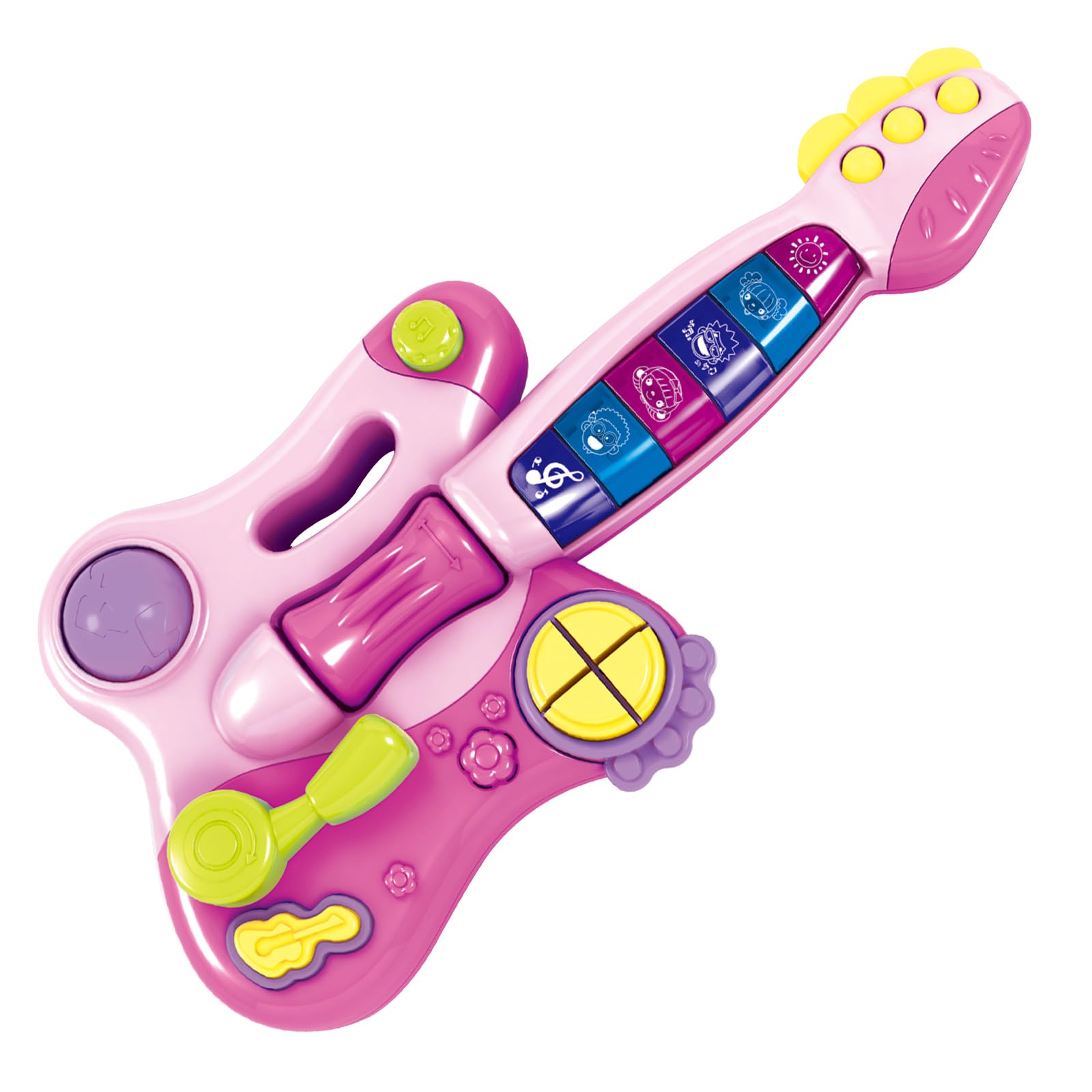 Flex Kids Electric Guitar Toy with Light and Sound Interactive Musical Learning Instrument with Multiple Tunes Modes Developmental Gift for Toddler Girls 18 Monts and above size 40cm (PINK)
