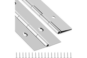 GRRONZEE 2 PCS Piano Hinge 12 Inch x 3 Inch Heavy Duty Stainless Steel Piano Hinge Continuous Hinge for Cabinet, Door, DIY Wood Boxes, 0.047" Leaf Thickness, Screw Included