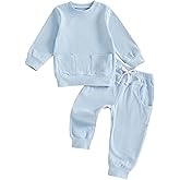 fhutpw Baby Toddler Boy Fall Winter Sweatsuit 12 18 Months 2T 3T 4T Clothes Sweatshirt Sweat Pant Sets Rib Outfits