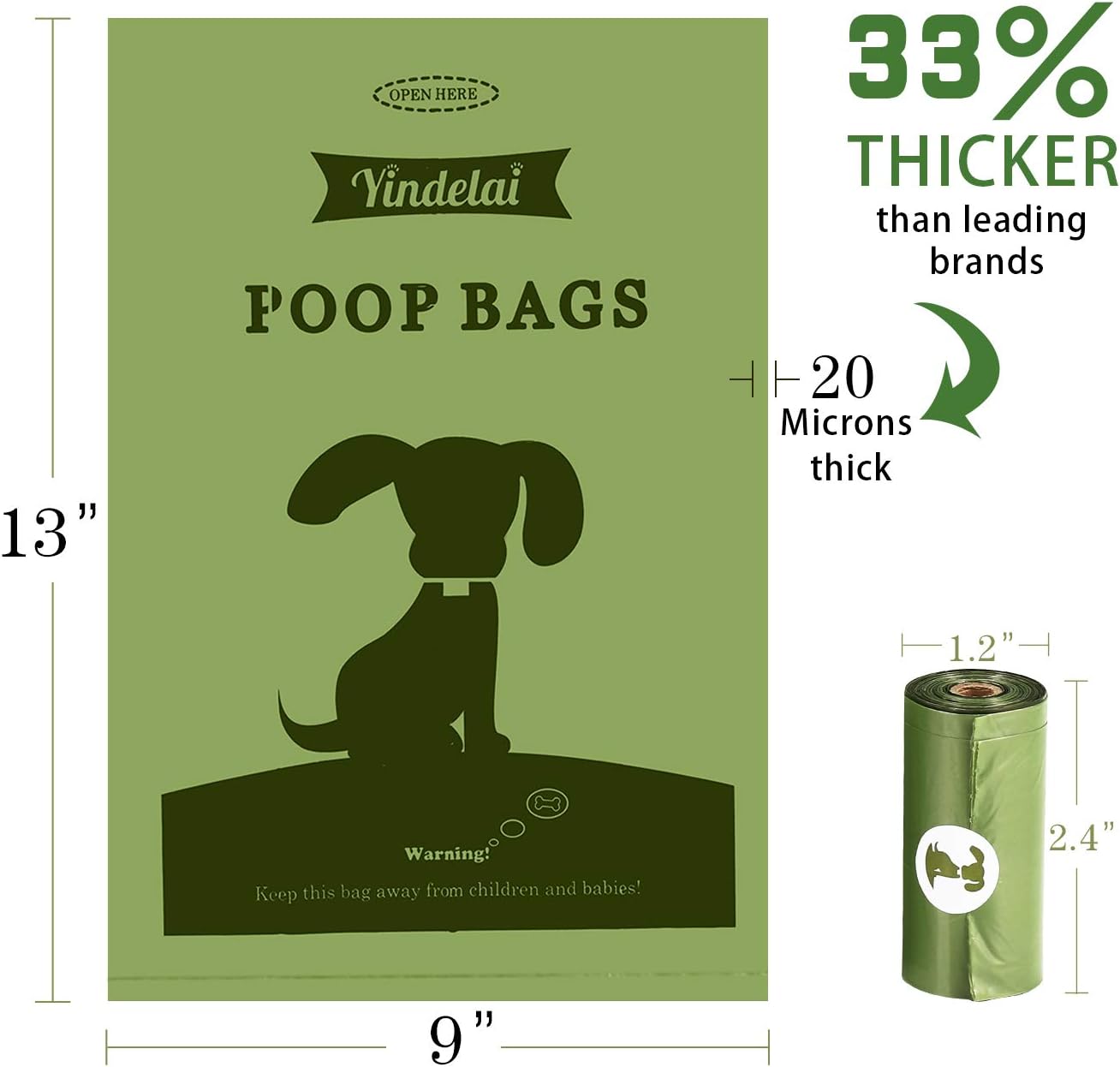 Yingdelai Dog Poo Bags, Extra Thick and Strong, Biodegradable Waste Bags for Dogs 26 Refill Rolls Dog Poop Bag with 1 Holder - Image 3