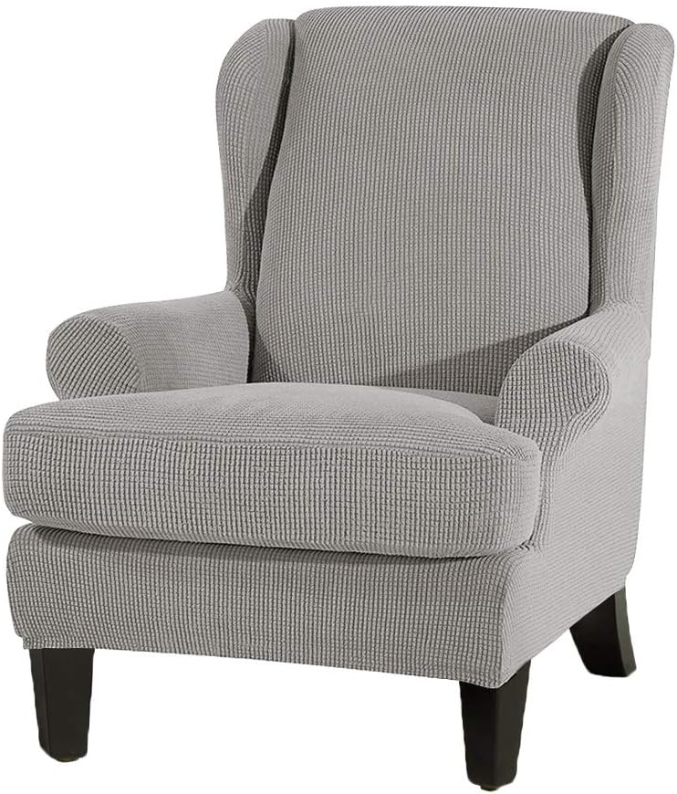 Scorpiuse 2pcs Wing Chair Slipcovers Stretch Jacquard