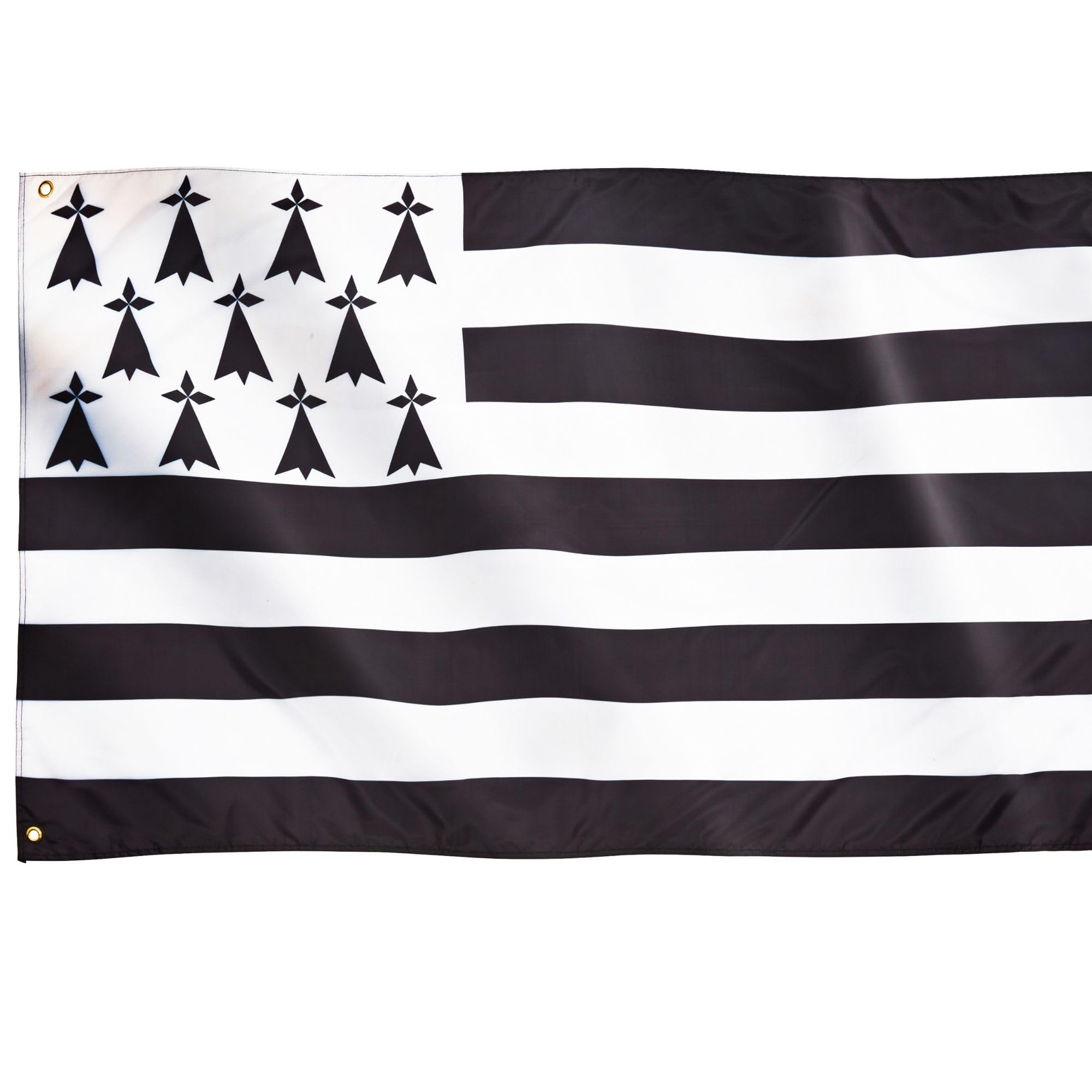 Runesol Brittany Flag, 91x152cm, 3ft x 5ft, Kroaz Du, Mardi Gras, 4 Grommets, Eyelet in Every Corner, French Brittany Flag, Gwenn-ha-du, Premium Flags, Inside, Outside, Vivid Colours — image 1