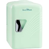 Iceblue Mini Fridge, 4 Liter /6 Cans Makeup Fridge with Retro Wavy - Green | Compact Mini Skincare Fridge for Beauty &amp; Beverages, Dual-use Portable Cosmetic Fridge for Bedroom, Office, Home, Car, Gift