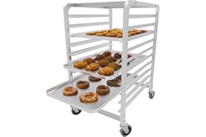 CURTA 10-Tier Heavy Duty Bun Pan Bakery Rack with 5" Wheels, NSF Certified, 26" D x 20" W x 39" H, Storage for Half & Full Sheets, Sheets Not Included
