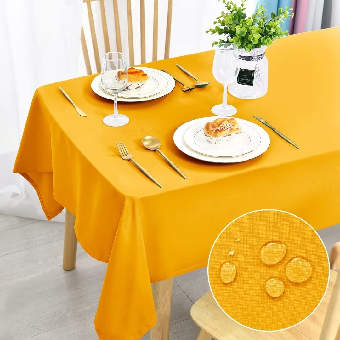 DWCN Halloween Decoration Table Cloth Wipeable Tablecloths Wipe Clean Tablecloth Rectangular Yellow Table Cloth 140x280cm(55x110in) Water Resistant Tablecloth Polyester