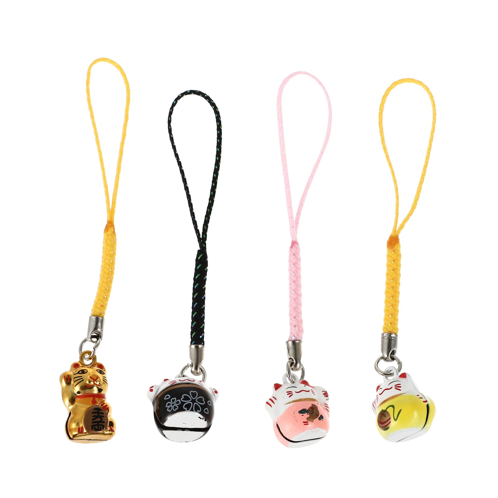NUOBESTY 4pcs Japanese Maneki Neko Charms Lucky Beckoning Cat Pendants Good Fortune Cat Hanging Ornaments for Handbag Purse Keyring Keychain Decorations