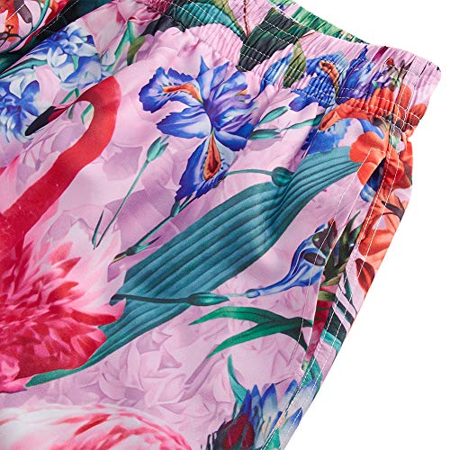 Mens Tropical Hawaiian Flamingo Swim Trunks Quick Dry Beachwear Board Shorts with Mesh Lining XXL - Thumbnail 3