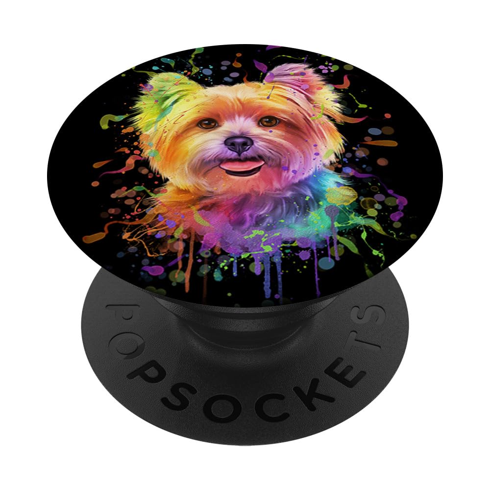 Colorful Splash Art Yorkshire Terrier Portrait Yorkie Lover PopSockets Swappable PopGrip