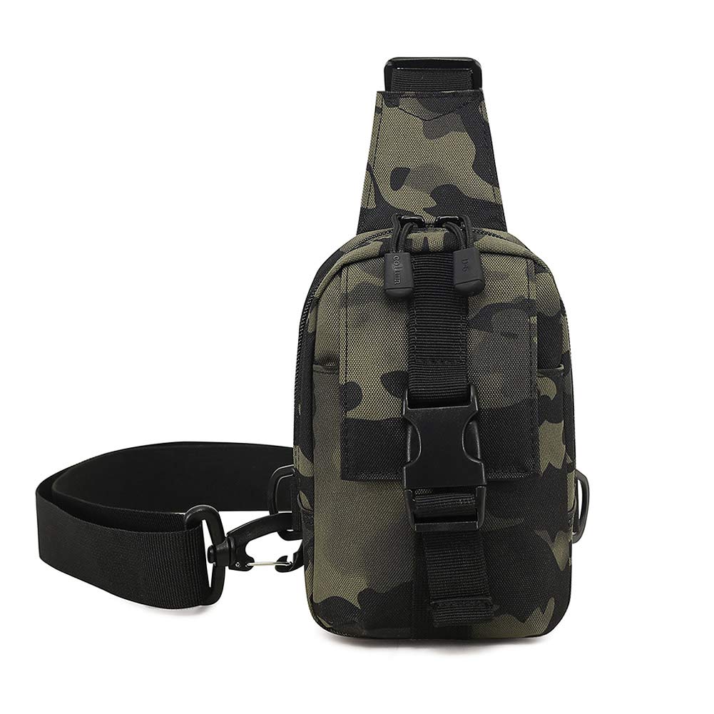 HUNTVP Sling Bag, Mini Man Chest Bags for men, Lightweight Shoulder Cross Body Pack Small Cell Phone Holder Women Man Bag for Holiday Vacation Travelling Cycling Sports Outdoor (Type1-Camo)