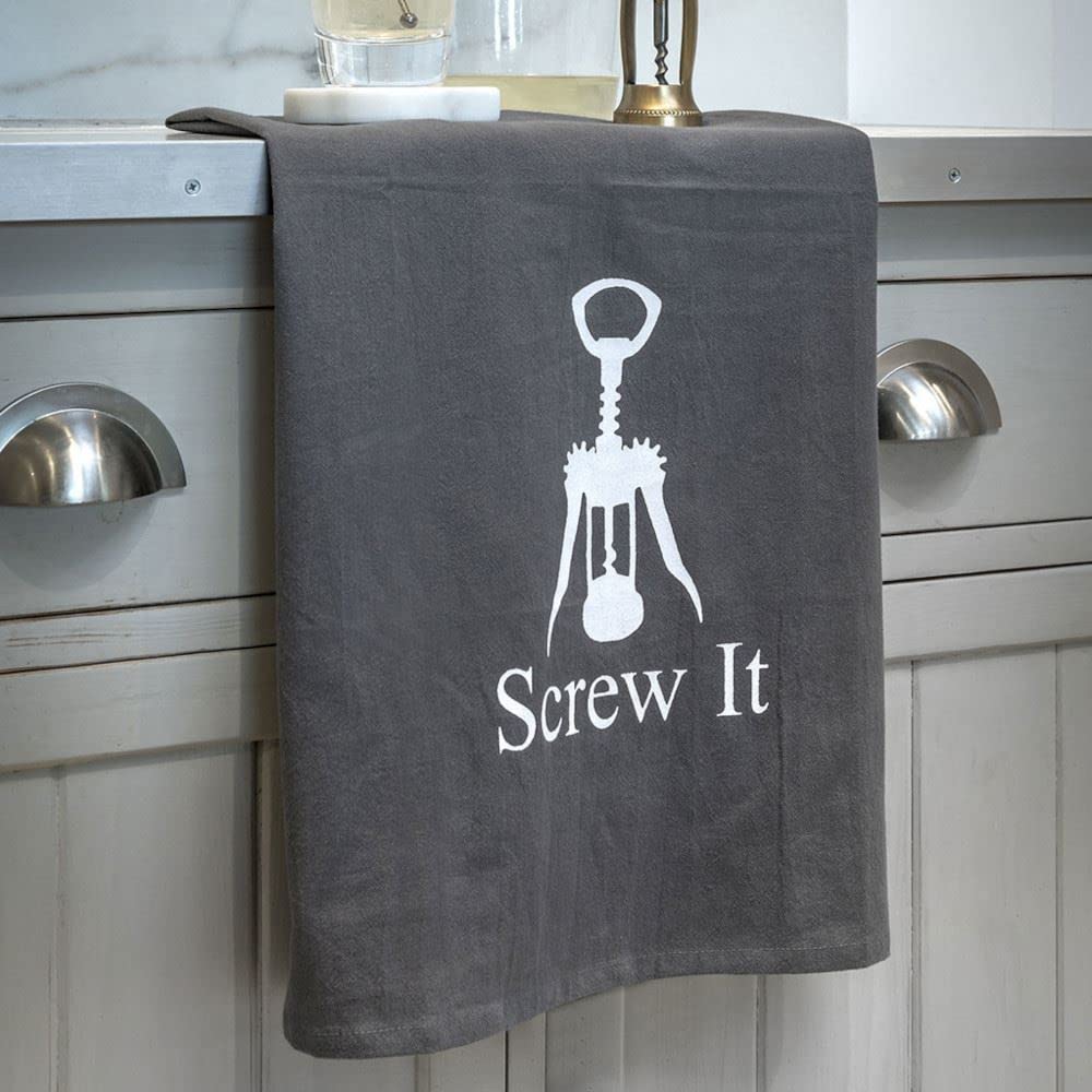 Screw IT Grey Cotton Kitchen Cooking Tea Towel