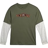 Volcom Boys' Two-Fer Shirt - Pullover Crewneck Long Sleeve Shirt - Stylish Logo Graphic Tee for Boys (Size: 8-20)