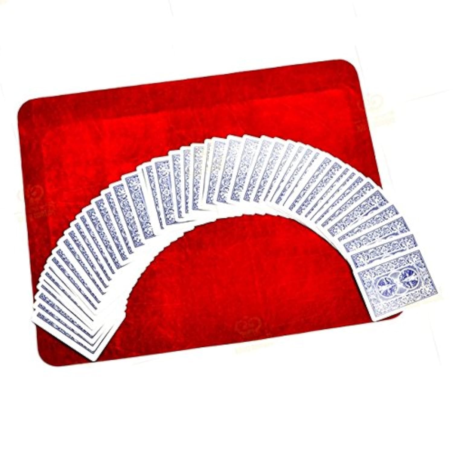 MilesMagic Magician’s Card Mat for Playing Cards, Poker, Coins Routines, Gimmicks and Magic Trick Close Up Performances | Made of Velvet, Soft and Light (Red)